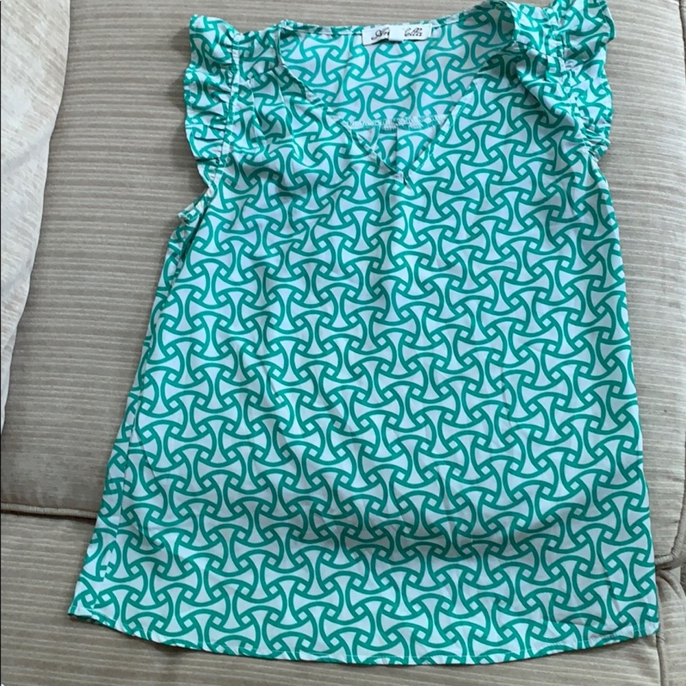 Cute summer cap sleeved, V neck  blouse